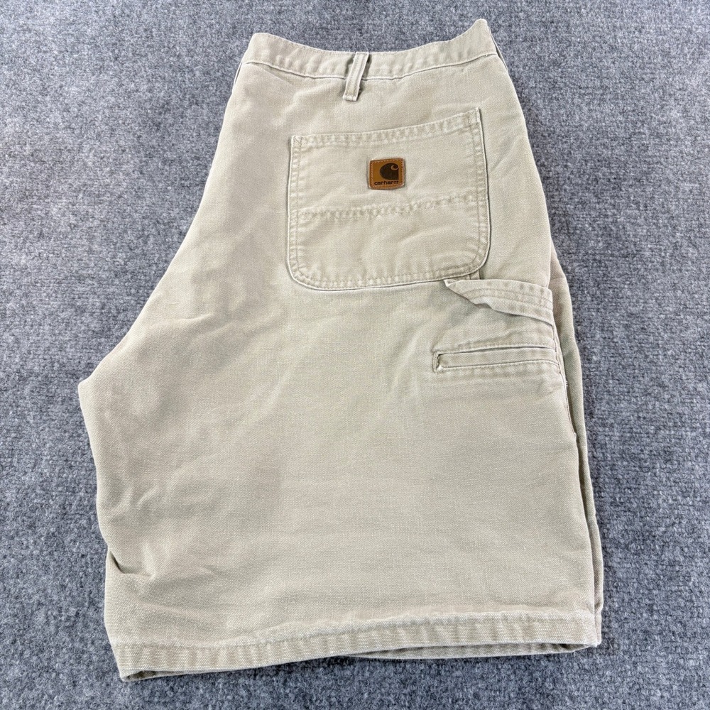 Carhartt B185 TAN Canvas Carpenter Shorts Mens 42 Tan Workwear Utility Casual